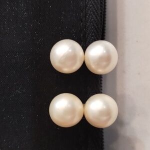 Double pearl clip-on and screw tight earrings vintage